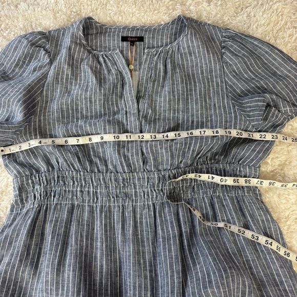 Quince European Linen Tiered Maxi Dress Chambray Stripe Size XL - Picture 6 of 12